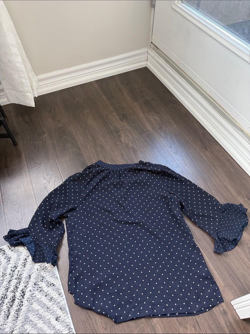 Navy Polka Dot Quarter Sleeve Blouse